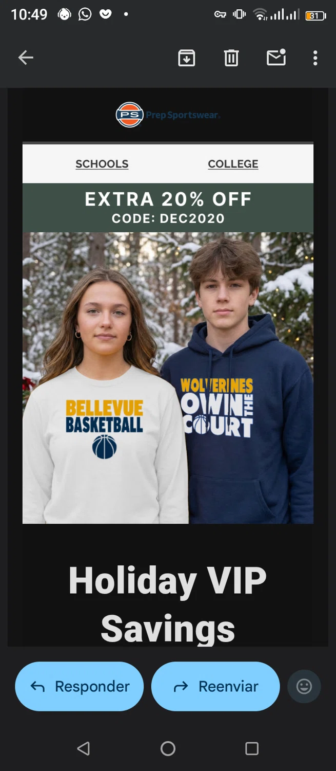 Prep Sportswear promo code screenshot showing code DEC2020 applied at Prep Sportswear checkout page. Uploaded by SimplyCodes community member jimmytheis on Dec 20, 2025