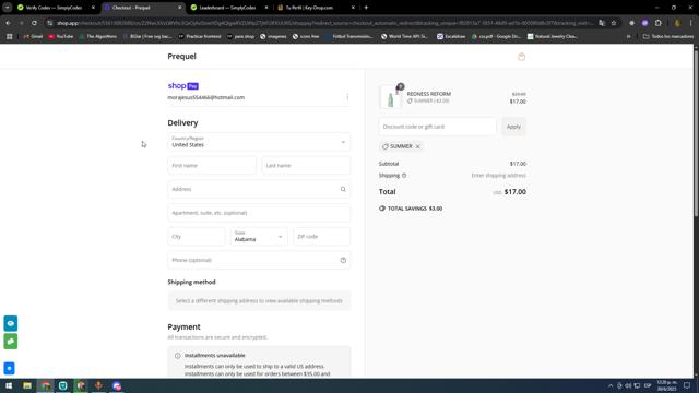 Prequel checkout page showing Prequel discount code box | Screenshot taken by SimplyCodes community member on Jun 30, 2025
