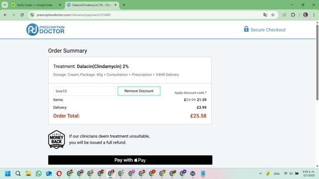 Prescription Doctor checkout page showing Prescription Doctor discount code box | Screenshot taken by SimplyCodes community member on Jul 3, 2025