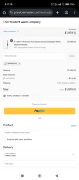 waters10 coupon verification screenshot