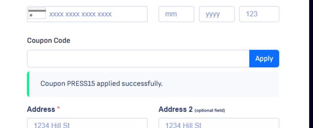 Pressable checkout page showing Pressable coupon code box | Screenshot taken by SimplyCodes community member on Feb 27, 2025