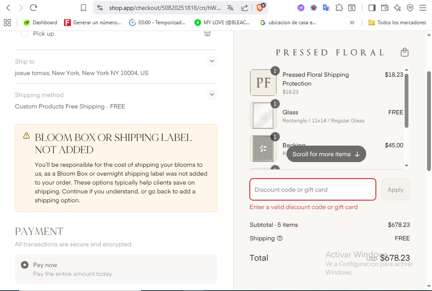 Pressed Floral discount code screenshot showing code PLANTSCAPING applied at Pressed Floral checkout page. Uploaded by SimplyCodes community member VoucherFalcon3942 on Sep 16, 2025