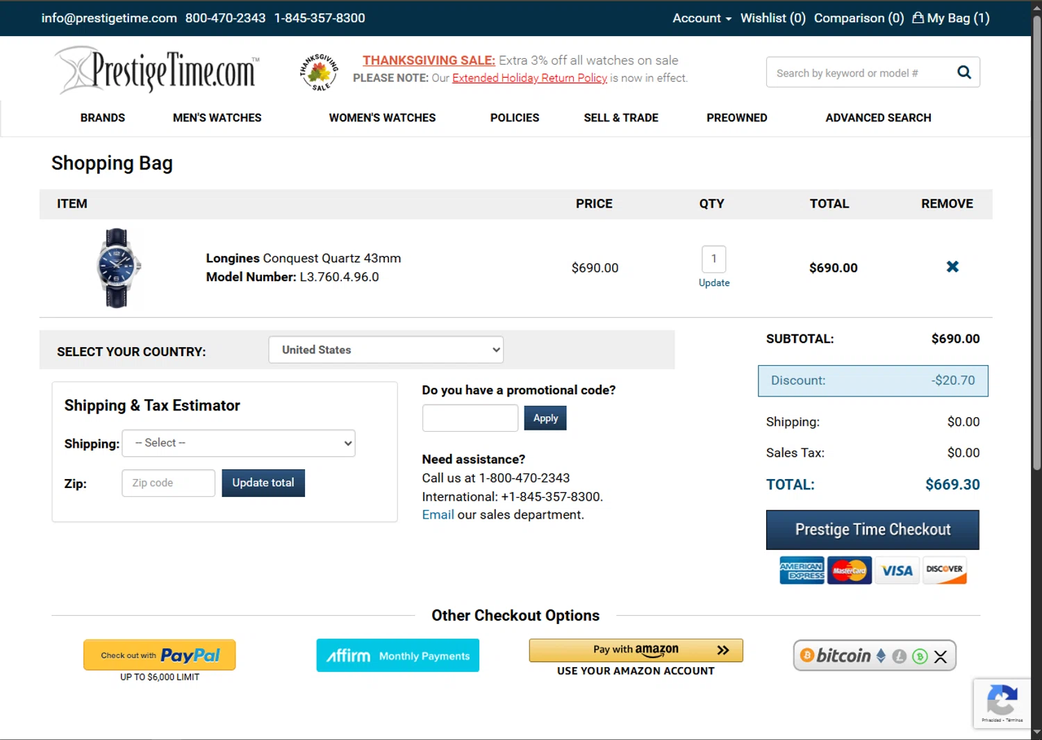 PrestigeTime promo code screenshot showing code TG25 applied at PrestigeTime checkout page. Uploaded by SimplyCodes community member SwiftTracker8156 on Nov 13, 2025