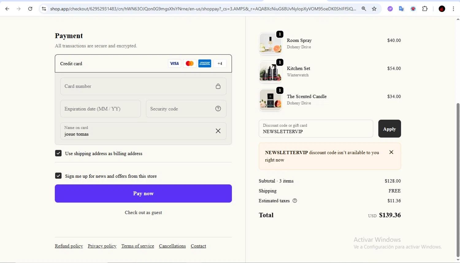 Preston Lane promo code screenshot showing code NEWSLETTERVIP applied at Preston Lane checkout page. Uploaded by SimplyCodes community member Francisco01 on Dec 4, 2025