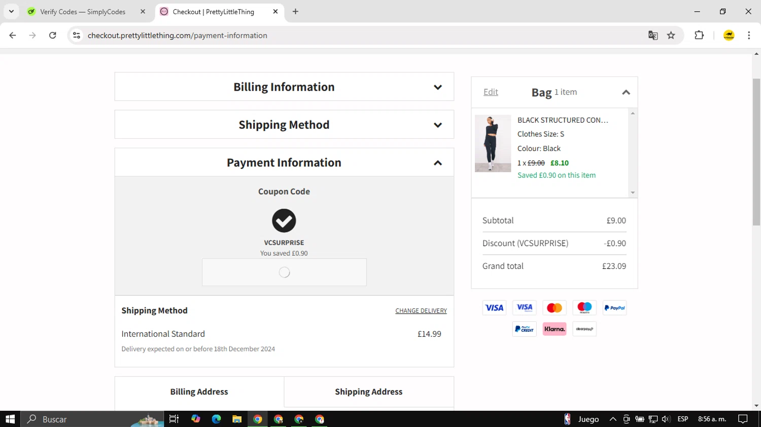 where to use Pretty Little Thing promo code box