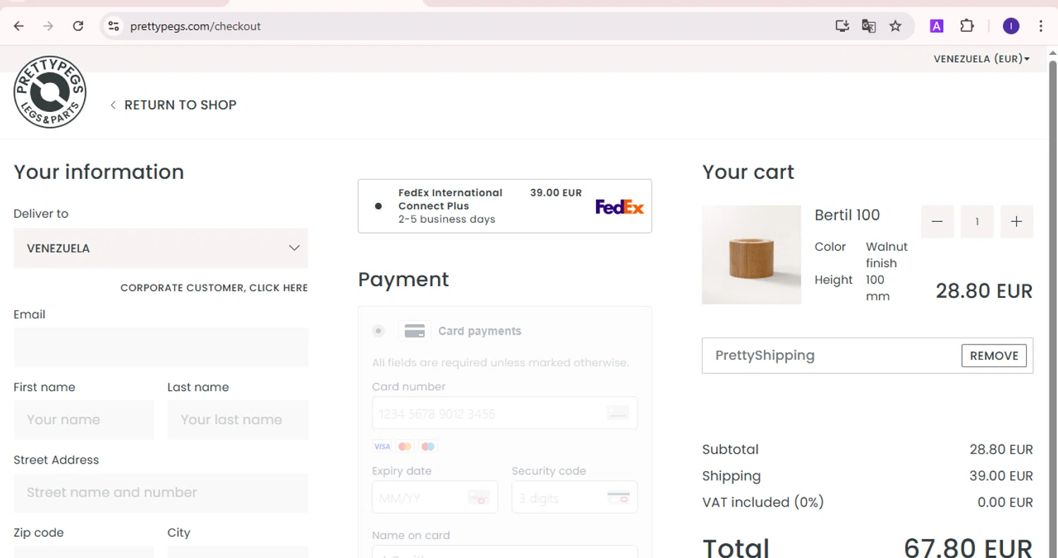 Prettypegs checkout page showing Prettypegs promo code box | Screenshot taken by SimplyCodes community member on Apr 11, 2025