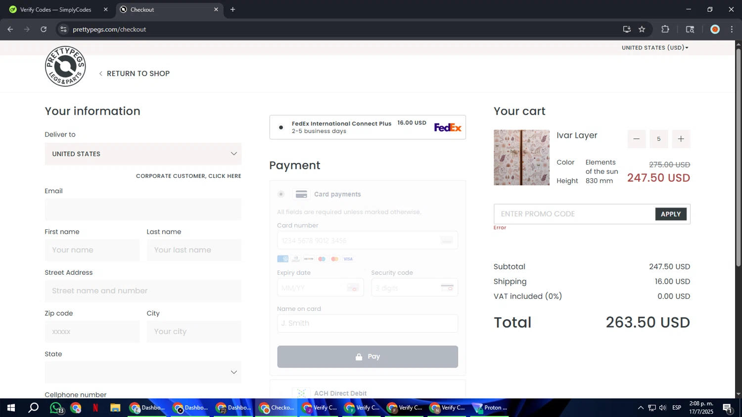 Prettypegs promo code screenshot showing code PrettyMidsummer applied at Prettypegs checkout page. Uploaded by SimplyCodes community member BonusCaptain9927 on Jul 17, 2025