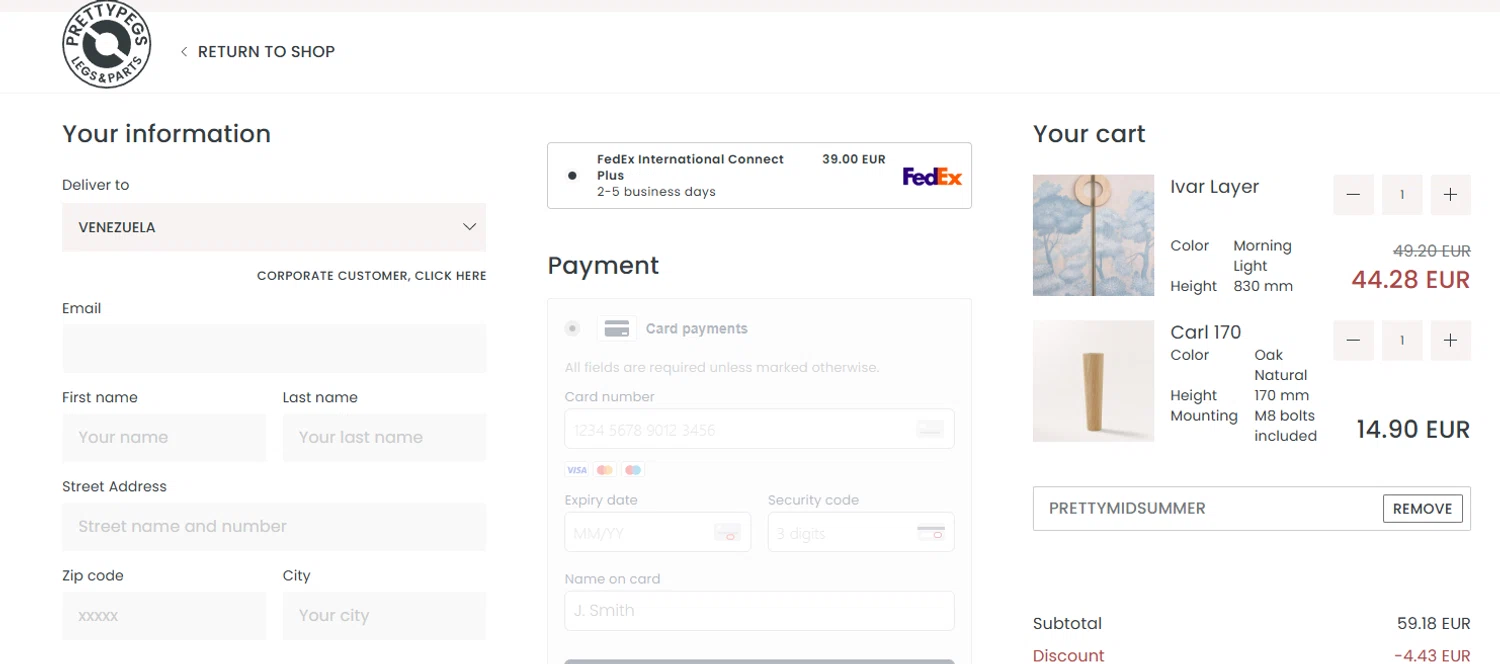 Prettypegs promo code screenshot showing code PrettyMidsummer applied at Prettypegs checkout page. Uploaded by SimplyCodes community member jesspea on Jun 18, 2025