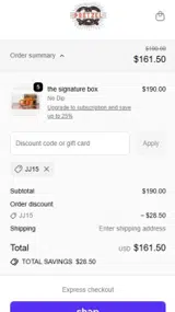 JJ15 coupon verification screenshot