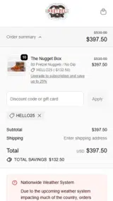 HELLO25 coupon verification screenshot