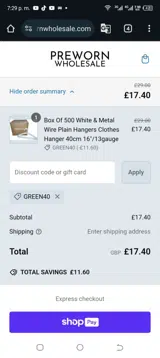 GREEN40 coupon verification screenshot