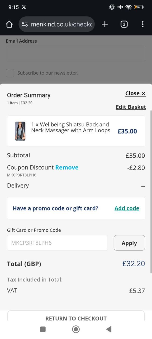Prezzybox.com checkout page showing Prezzybox.com promo code box | Screenshot taken by SimplyCodes community member on Sep 4, 2025