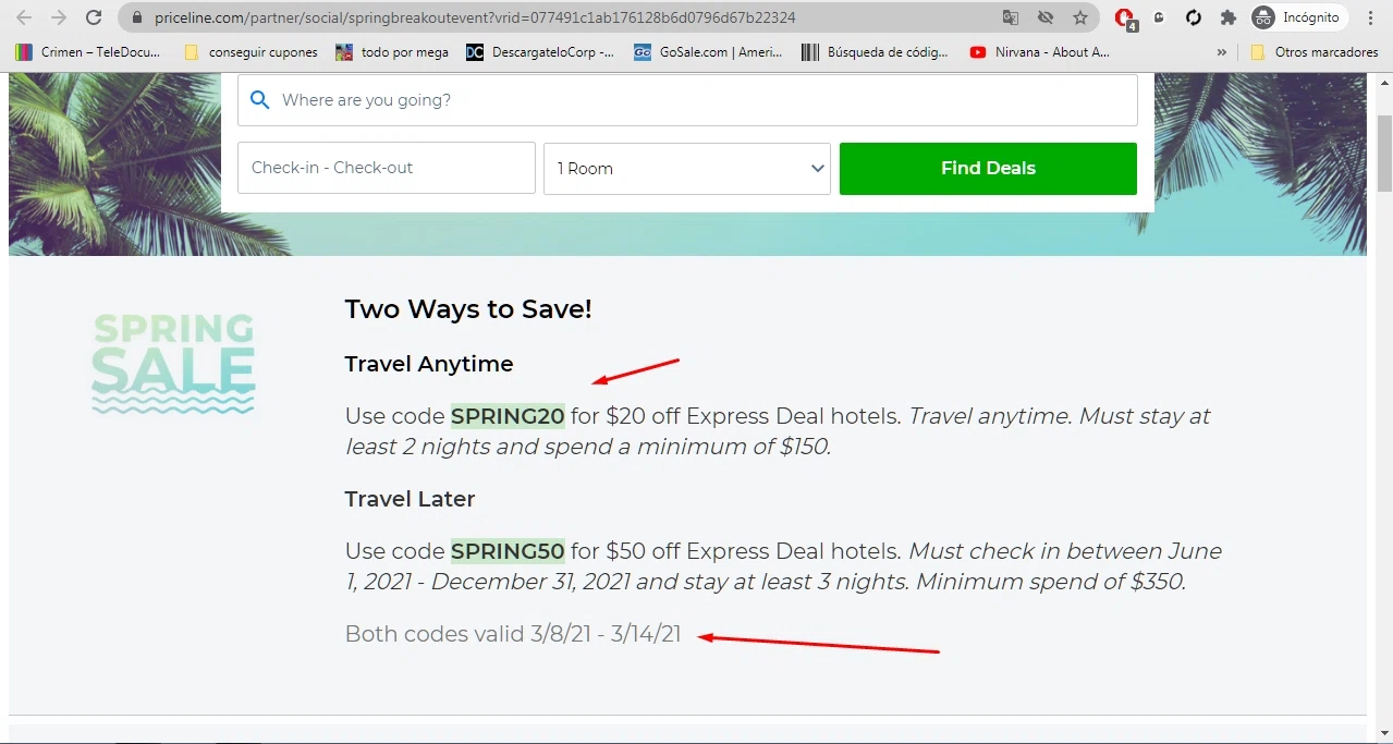 Priceline Cruises checkout page showing Priceline Cruises promo code box | Screenshot taken by SimplyCodes community member on Mar 8, 2021