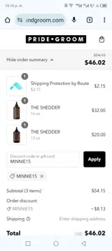 MINNIE15 coupon verification screenshot