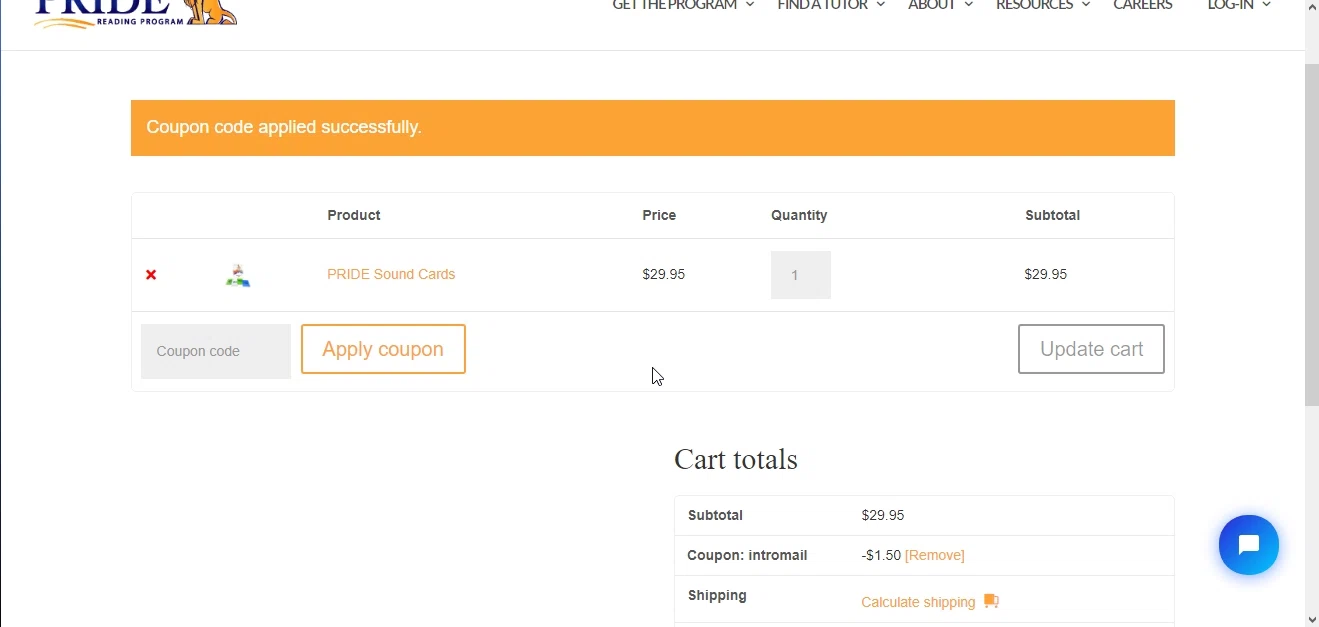 Pride Reading Program checkout page showing Pride Reading Program coupon code box | Screenshot taken by SimplyCodes community member on Jul 10, 2023