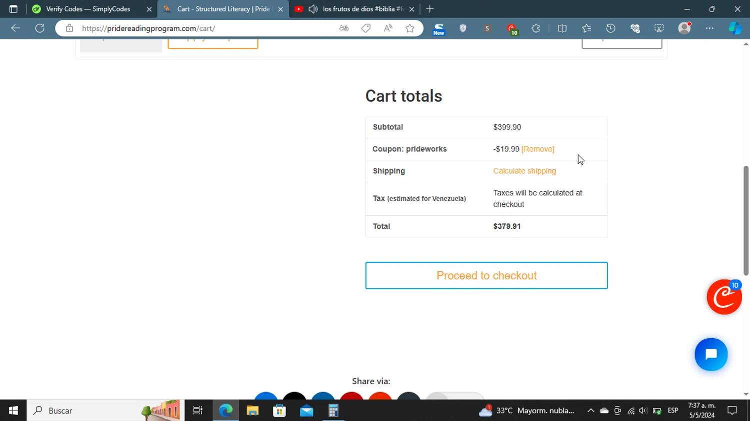 Pride Reading Program checkout page showing Pride Reading Program coupon code box | Screenshot taken by SimplyCodes community member on May 5, 2024