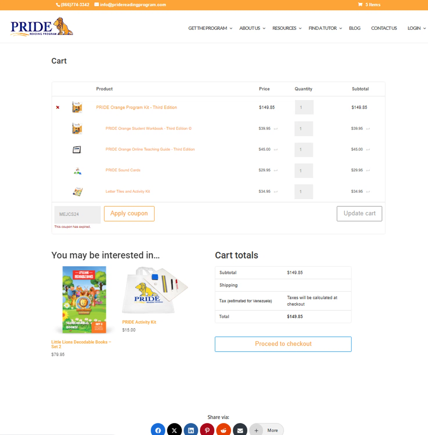 Pride Reading Program coupon code screenshot showing code MEJCS24 applied at Pride Reading Program checkout page. Uploaded by SimplyCodes community member ElonMusk on Feb 4, 2025