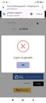 SAVE5PRIMA coupon verification screenshot