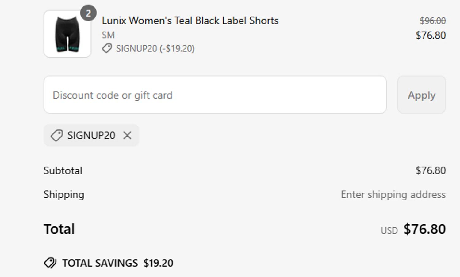 Primal Wear discount code screenshot showing code SIGNUP20 applied at Primal Wear checkout page. Uploaded by SimplyCodes community member CleverEagle6236 on Jun 26, 2025