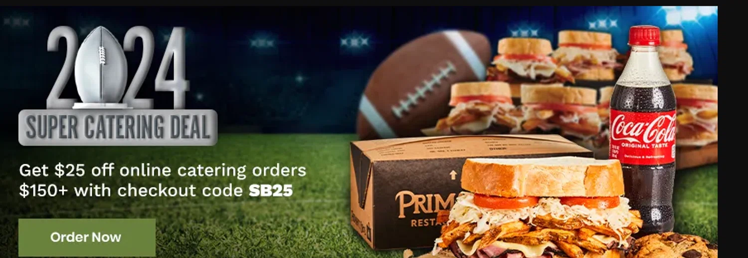 Primanti Bros coupon code screenshot showing code SB25 applied at Primanti Bros checkout page. Uploaded by SimplyCodes community member MagnificentVoyager2830 on Jan 26, 2025