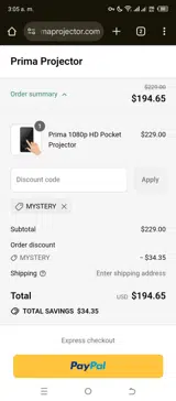 MYSTERY coupon verification screenshot