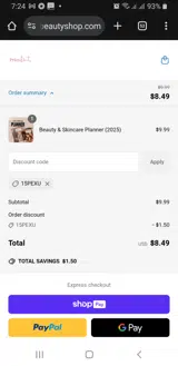 15PEXU coupon verification screenshot