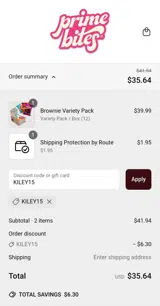 KILEY15 coupon verification screenshot