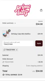 TRACEYWW coupon verification screenshot