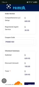 PRIME100! coupon verification screenshot