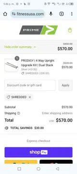 SHREDDED coupon verification screenshot