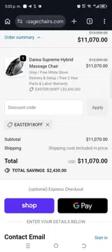 EASTER18OFF coupon verification screenshot