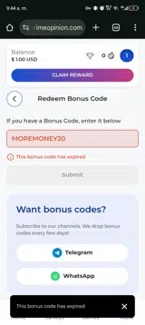 Prime Opinion US coupon verification screenshot