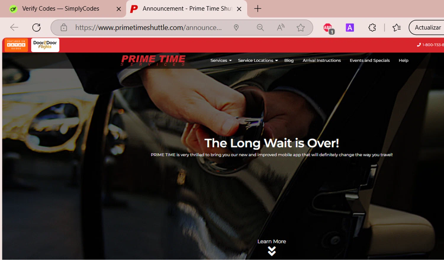 Prime Time Shuttle promo code screenshot showing code PTSREBORN applied at Prime Time Shuttle checkout page. Uploaded by SimplyCodes community member EpicSpotter6525 on Mar 16, 2025