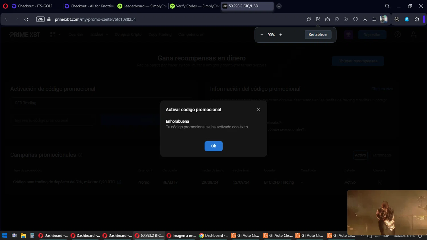 PrimeXBT checkout page showing PrimeXBT promo code box | Screenshot taken by SimplyCodes community member on Aug 29, 2024