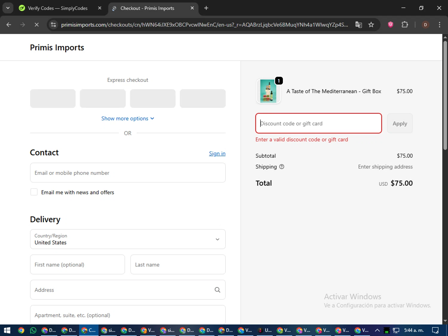 Primis Imports promo code screenshot showing code BLACKFRIDAY20 applied at Primis Imports checkout page. Uploaded by SimplyCodes community member liltecca on Dec 5, 2025