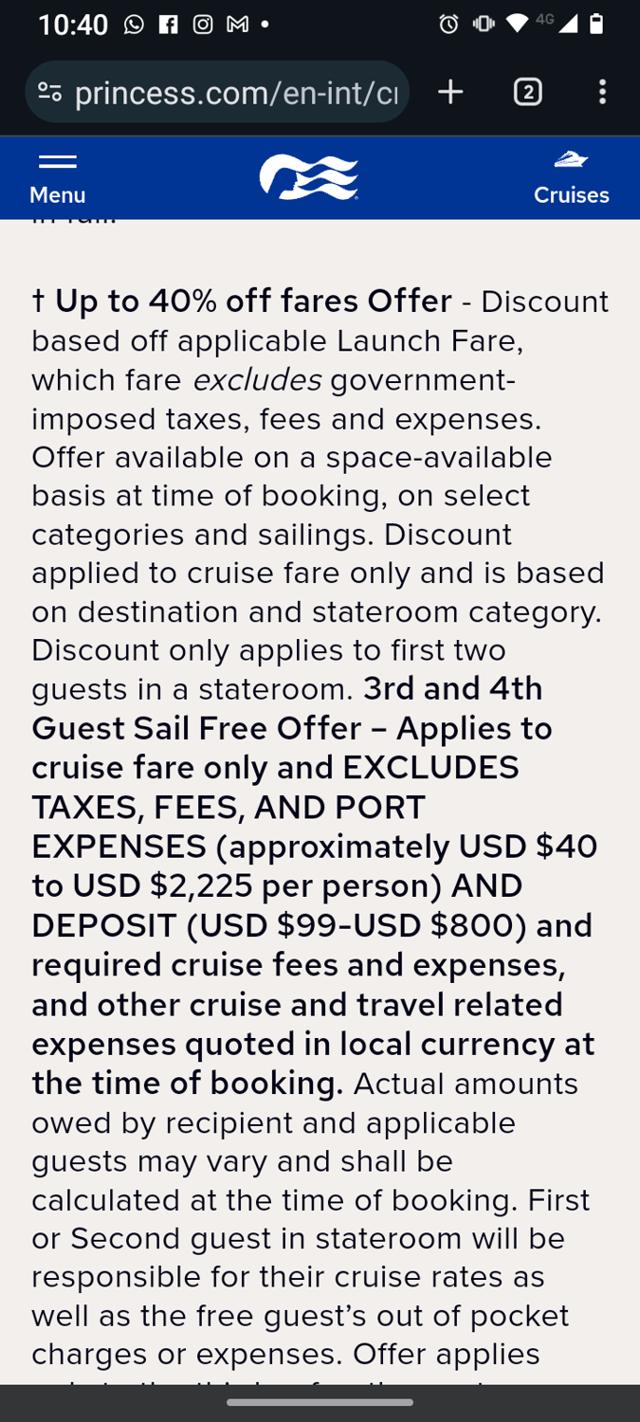 Princess Cruises checkout page showing Princess Cruises promo code box | Screenshot taken by SimplyCodes community member on Oct 5, 2024