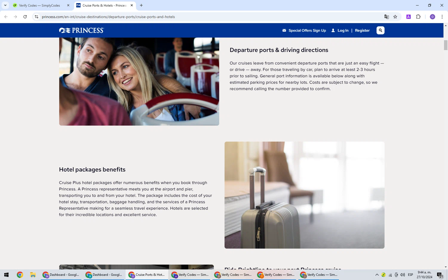 Princess Cruises checkout page showing Princess Cruises promo code box | Screenshot taken by SimplyCodes community member on Oct 27, 2024