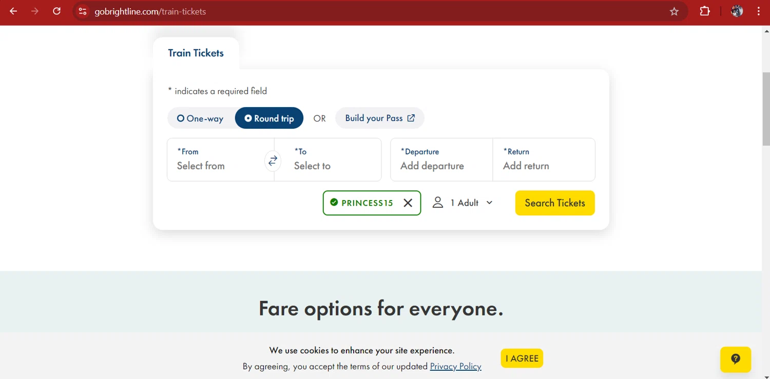 Princess Cruises checkout page showing Princess Cruises promo code box | Screenshot taken by SimplyCodes community member on Sep 28, 2024