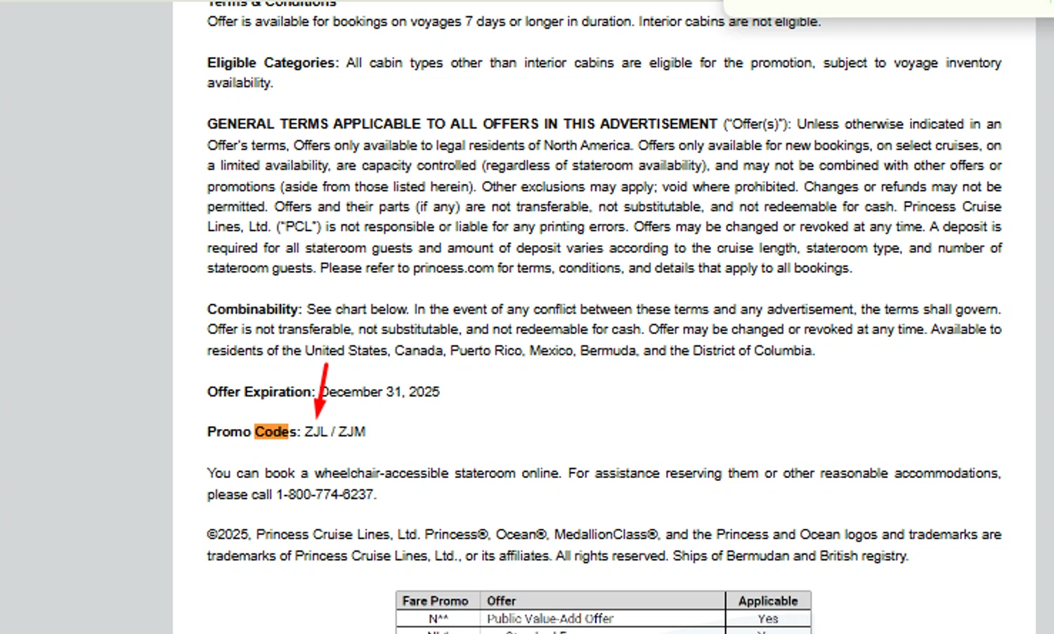Princess Cruises promo code screenshot showing code ZJL applied at Princess Cruises checkout page. Uploaded by SimplyCodes community member carlosrivero on Nov 10, 2025