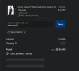 Pringle of Scotland coupon verification screenshot