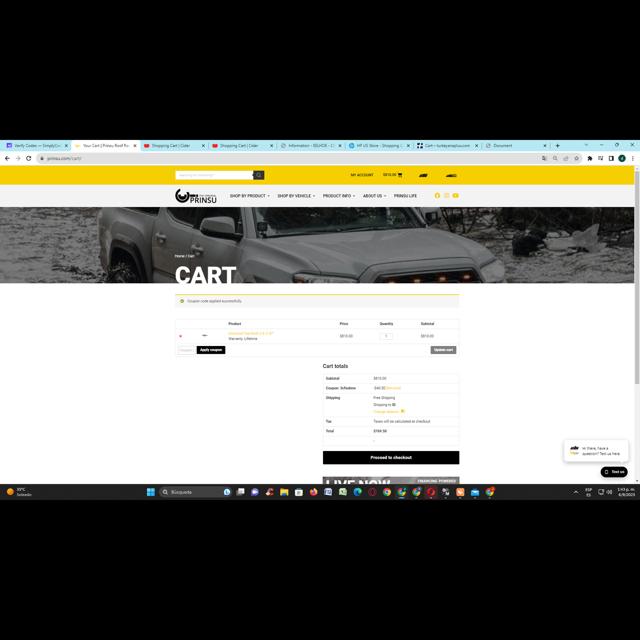 Prinsu checkout page showing Prinsu coupon code box | Screenshot taken by SimplyCodes community member on Sep 6, 2023