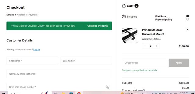Prinsu checkout page showing Prinsu coupon code box | Screenshot taken by SimplyCodes community member on Jun 6, 2024