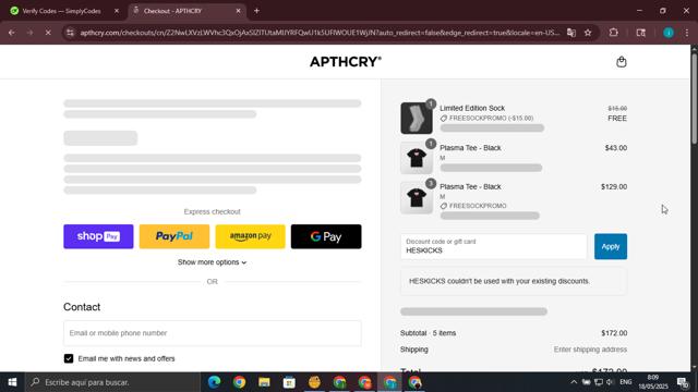 Prinsu checkout page showing Prinsu coupon code box | Screenshot taken by SimplyCodes community member on May 18, 2025