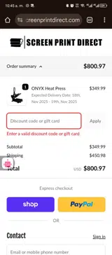 SPD10 coupon verification screenshot