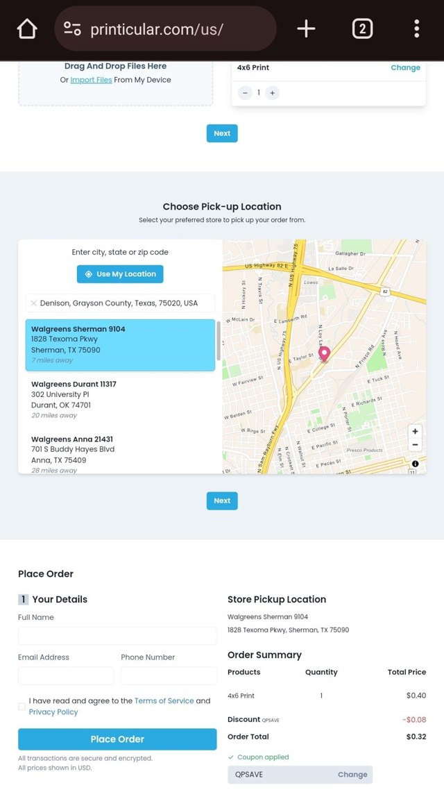 Printicular checkout page showing Printicular coupon code box | Screenshot taken by SimplyCodes community member on Mar 27, 2025