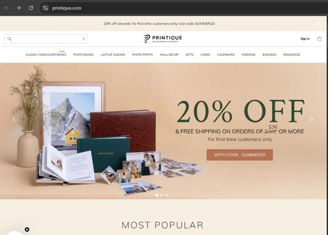 Printique checkout page showing Printique coupon code box | Screenshot taken by SimplyCodes community member on Jul 23, 2025