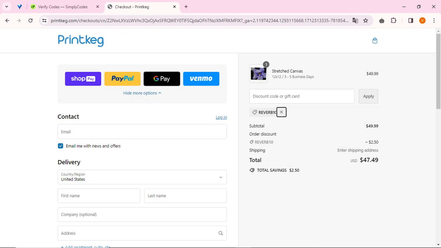 where to use Printkeg promo code box