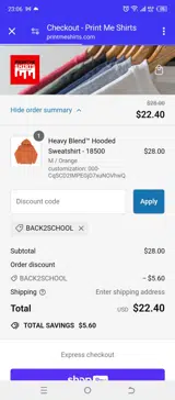 Print Me Shirts coupon verification screenshot