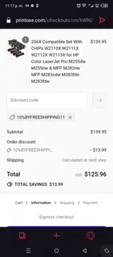 10%BYFREESHIPPING11 coupon verification screenshot