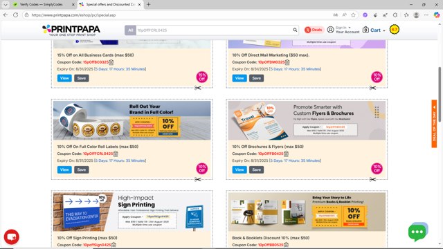 PrintPapa checkout page showing PrintPapa coupon code box | Screenshot taken by SimplyCodes community member on Aug 26, 2025